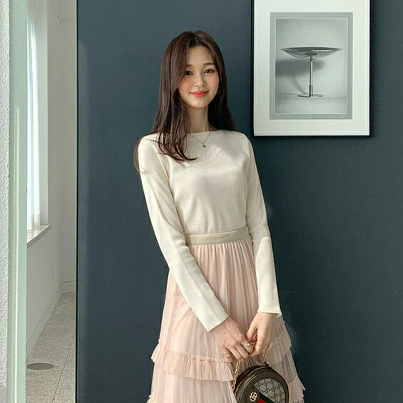 ボートネックニット・全4色・b55615 レディース 【tops】【トップス ニット ボートネック 長袖 薄手 ベーシック スリ