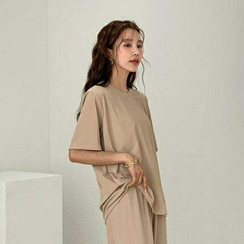 リブ半袖Tシャツ・全5色・b55639 レディース 【tops】【トップス Tシャツ カットソー ラウンドネック 半袖 ハーフス