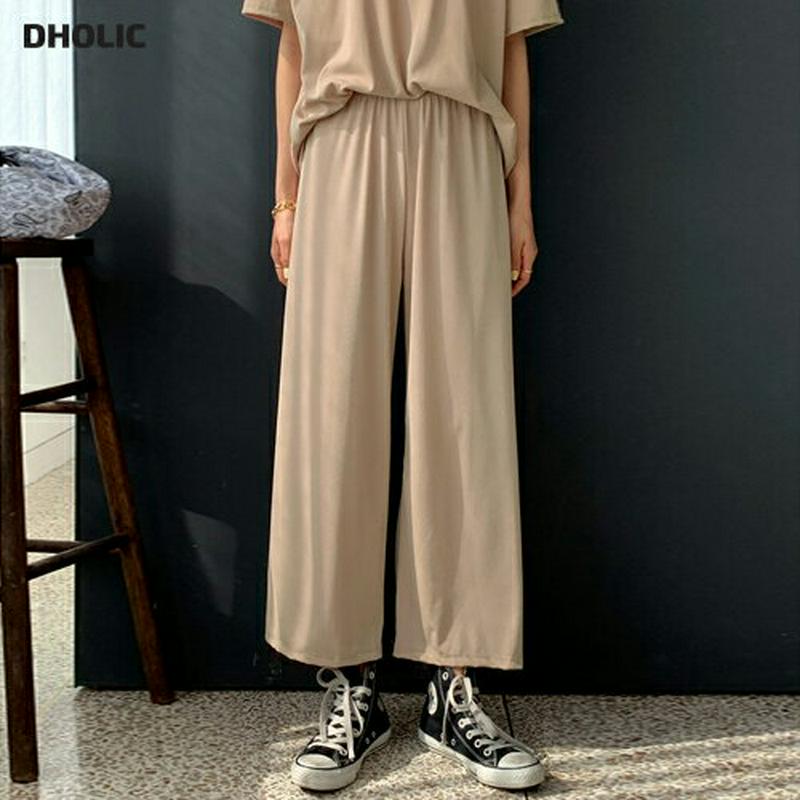 リブパンツ・全5色・b55638 レディース 【pt】【ボトムス パンツ ロング ロングパンツ ワイド ワイドパンツ 無地 ウエ