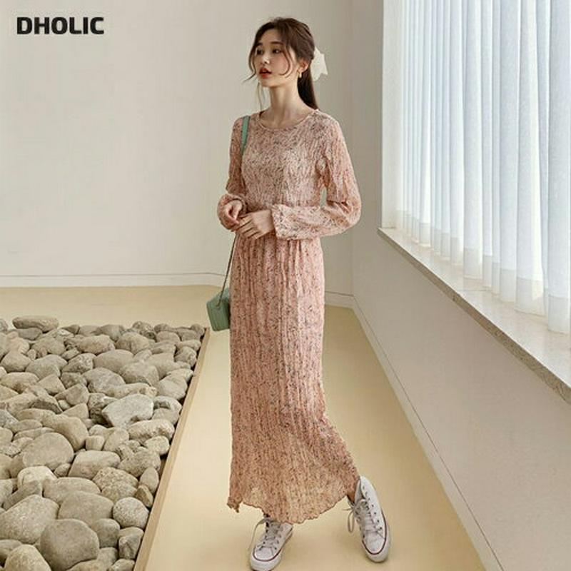 リンクルフローラルワンピース・全2色・b55601 レディース 【ops】【ワンピース ロング ロングワンピース マキシ マキシ