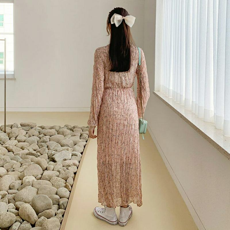 リンクルフローラルワンピース・全2色・b55601 レディース 【ops】【ワンピース ロング ロングワンピース マキシ マキシ