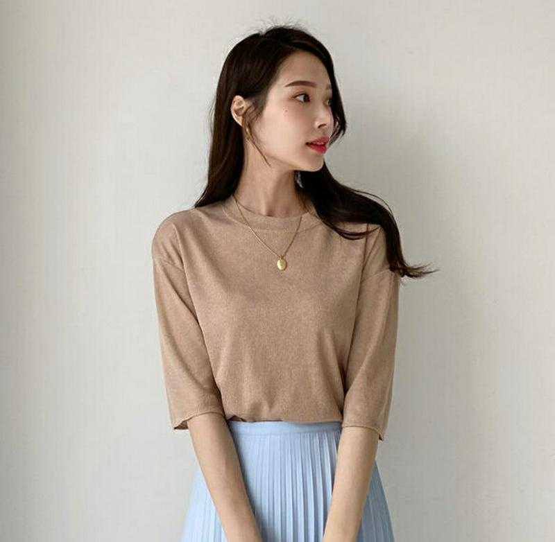 ハーフスリーブTシャツ・全4色・t61478 レディース【tops】【トップス Tシャツ ハーフスリーブ 半袖 単色　無地 シン