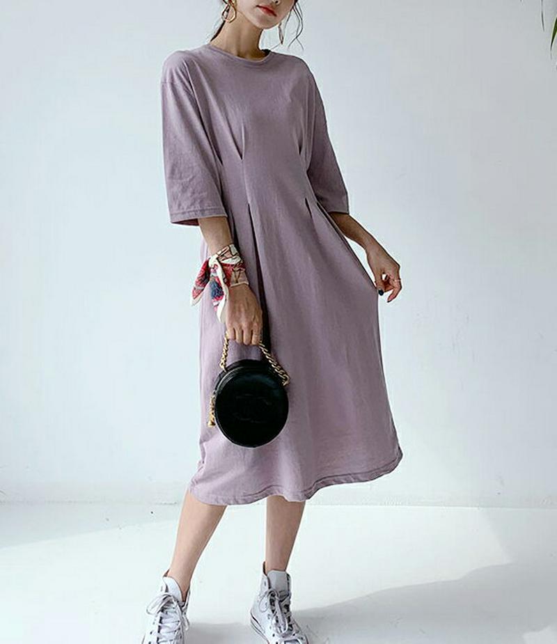 タックTシャツワンピース・全4色 t55522 レディース【ops】