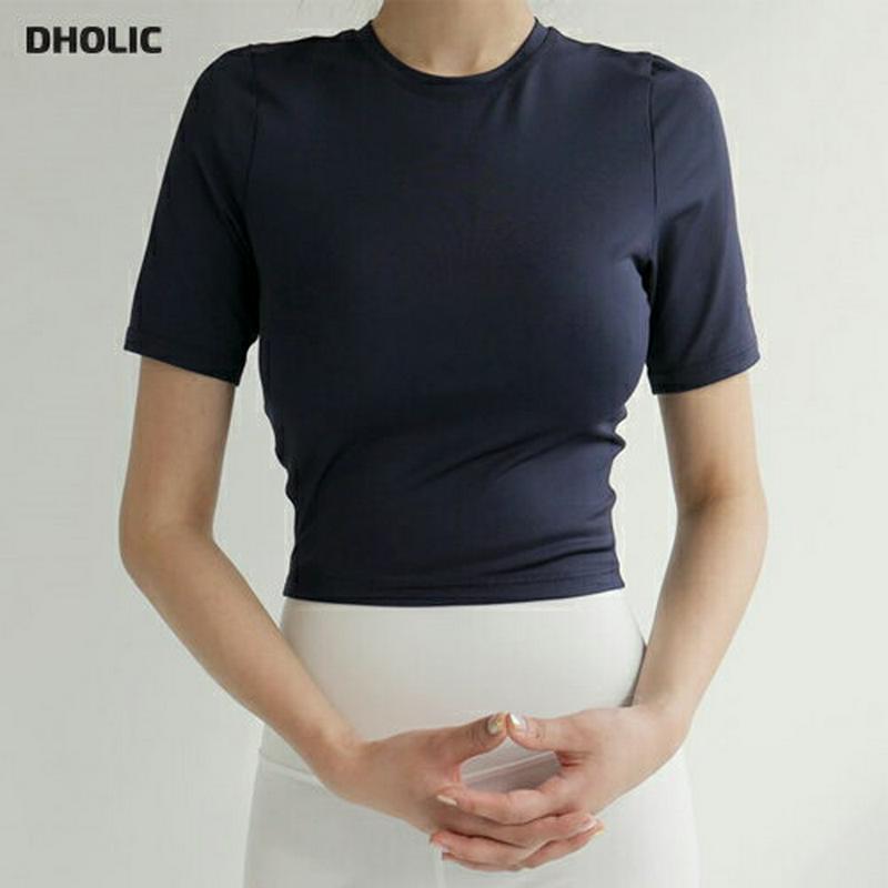 ロゴクロップドTシャツ・全5色・b43849 レディース 【tops】【フィットネス 運動服 ヨガウェア ジム エクササイズ ス