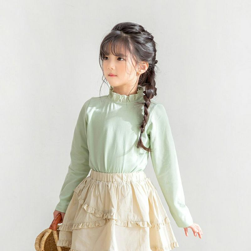 フリルハイネックTシャツ・p000039 キッズ【3~8才】【tops】【トップス Tシャツ ハイネック フリル フリルネック 