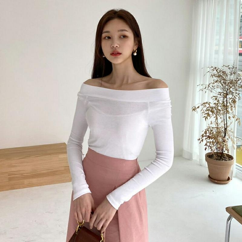 スリムボートネックTシャツ・全3色・t58429 レディース 【tops】【トップス Tシャツ リブTシャツ カットソー 長袖 
