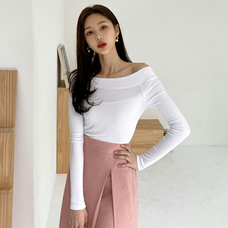 スリムボートネックTシャツ・全3色・t58429 レディース 【tops】【トップス Tシャツ リブTシャツ カットソー 長袖 