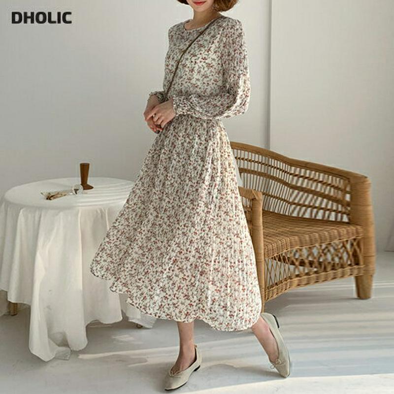 ストラップ付花柄プリーツワンピース・全2色・t58442 レディース 【ops】【ワンピース ロング ロングワンピース ラウンド