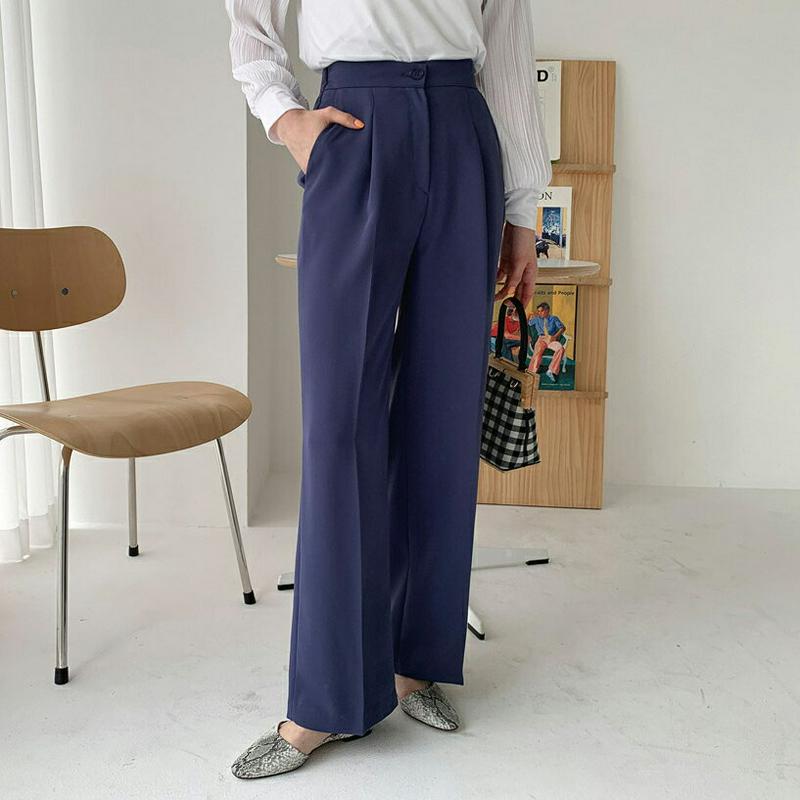 ハイウエストワイドスラックス・全2色・t58453 レディース 【pt】【ボトムス パンツ ロング ロングパンツ ワイド ワイド