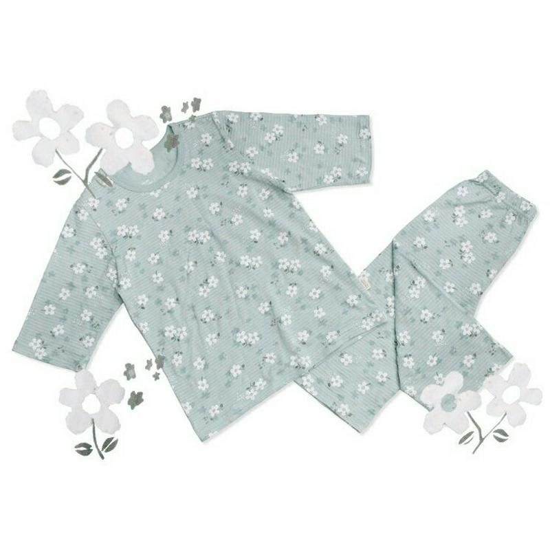コットンパジャマSET(ミント)・p000293 キッズ【3~8才】【uw】【パジャマ 部屋着 セット 上下 トップス パンツ 