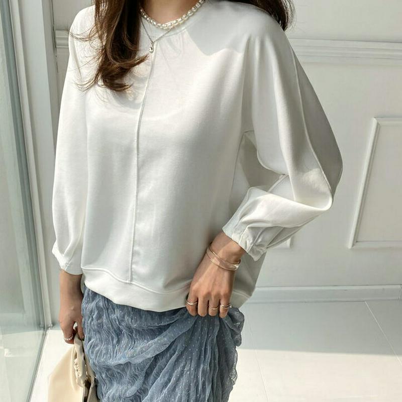 タックラウンドネックスウェット・全4色・t61477 レディース【tops】【トップス スウェット トレーナー 長袖 タック ラ