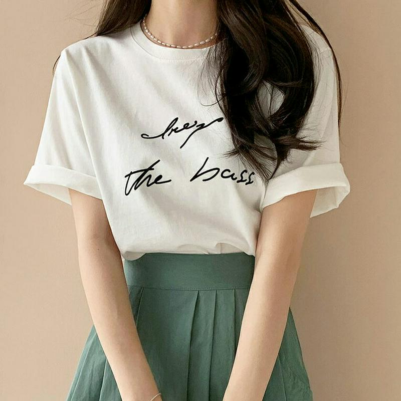 レタリングTシャツ・全4色・t61463 レディース【tops】【トップス Tシャツ レタリング ロゴ シンプル ハーフスリーブ