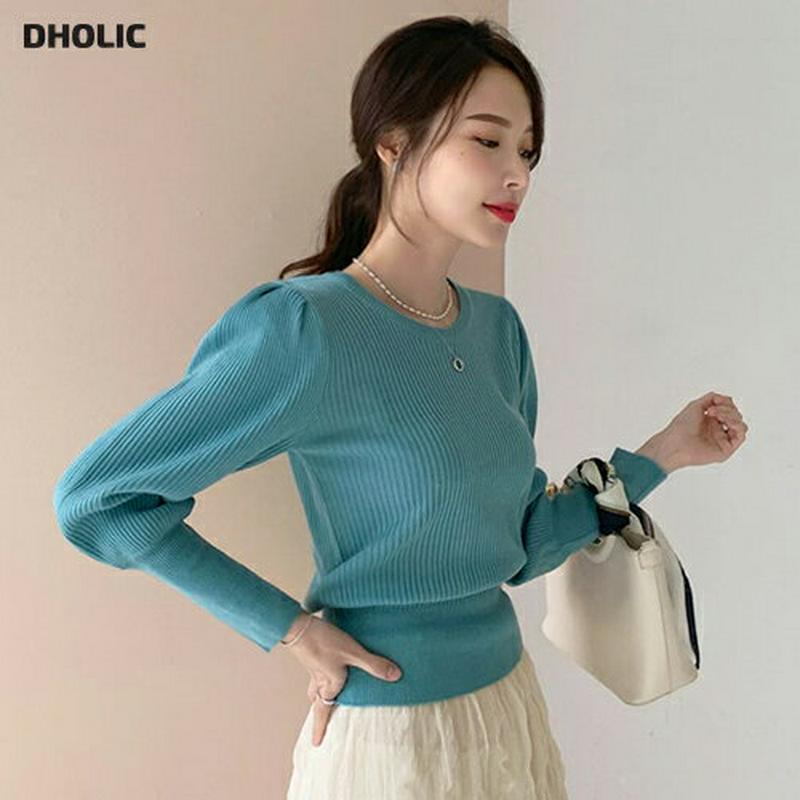 パフスリーブリブニット・全5色・t61472 レディース【tops】【トップス ニット ニットトップス リブニット リブトップス