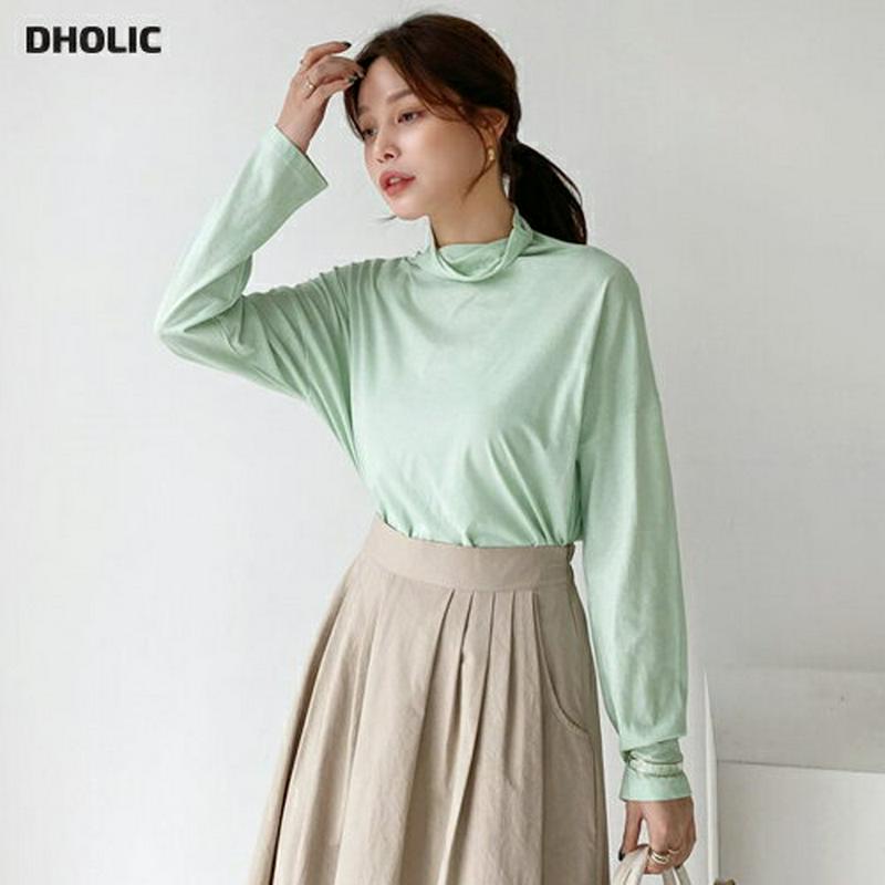 ハイネックTシャツ・全4色・t61476 レディース【tops】【トップス Tシャツ 長袖 ハイネック 単色 無地 シンプル 大