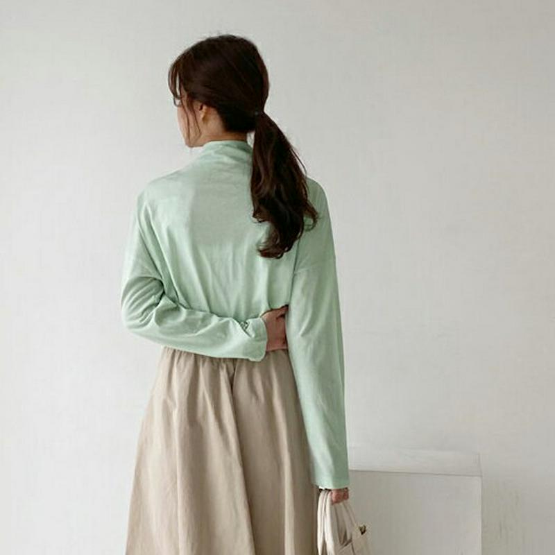 ハイネックTシャツ・全4色・t61476 レディース【tops】【トップス Tシャツ 長袖 ハイネック 単色 無地 シンプル 大