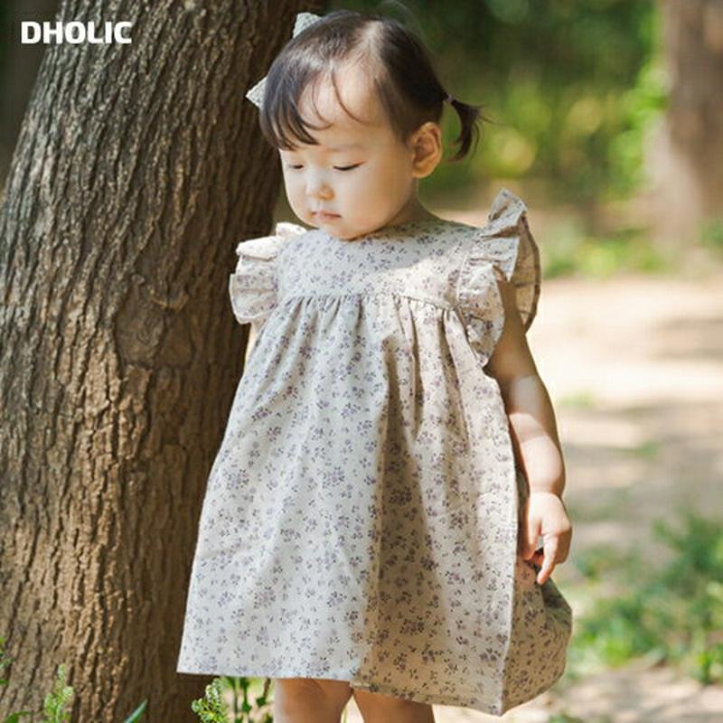 袖フリル花柄ワンピース・p000079 キッズ【0~2才】【ops】【ワンピース スリーブレス フリル 花柄 フラワー 綿 コットン ベビー 子供服 キッズ ジュニア 子供 こども 1歳 2歳 女の子 かわいい】【KIDS】