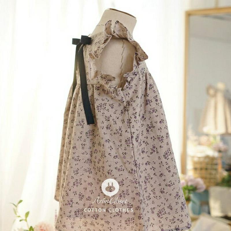 袖フリル花柄ワンピース・p000079 キッズ【0~2才】【ops】【ワンピース スリーブレス フリル 花柄 フラワー 綿 コットン ベビー 子供服 キッズ ジュニア 子供 こども 1歳 2歳 女の子 かわいい】【KIDS】