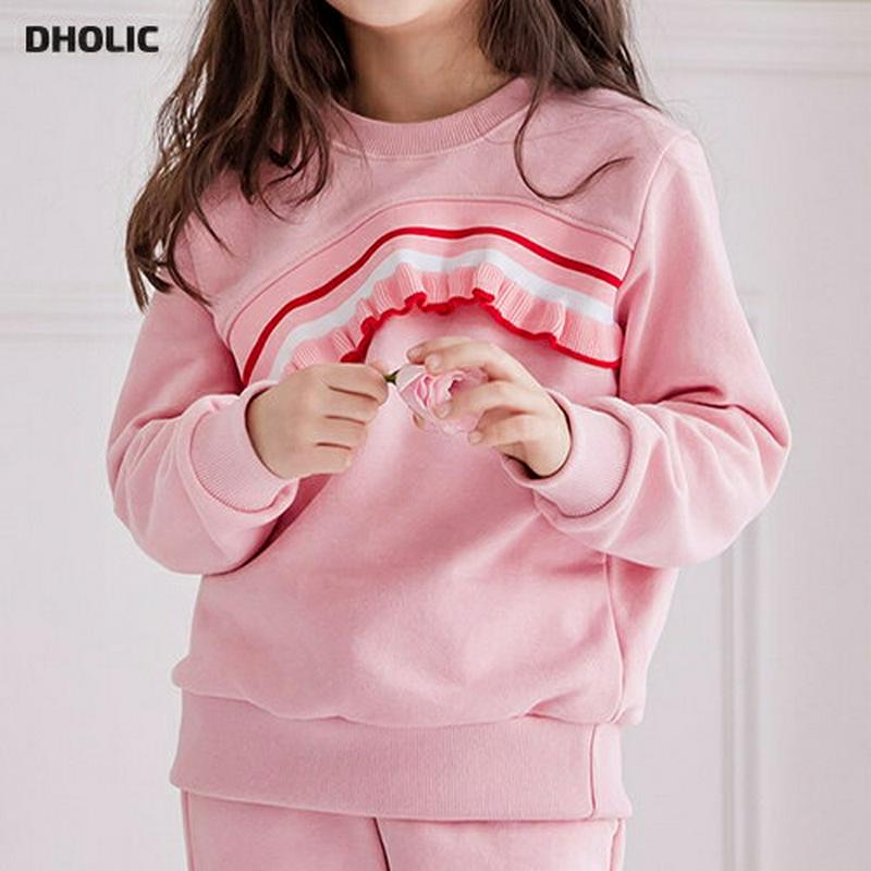 カラーラインフリルスウェット・p000150 キッズ【3~8才】【tops】【トップス Tシャツ Vネック 無地 長袖 女の子 男の子 ゆったり カジュアル キッズ 子供 こども 子供服 こども服】【KIDS】