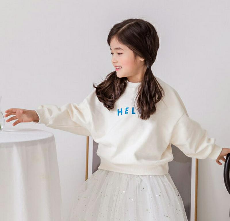 HELLOスウェット(junior)・p000187 キッズ【3~8才】【tops】【トップス Tシャツ Vネック 無地 長袖 女の子 男の子 ゆったり カジュアル キッズ 子供 こども 子供服 こども服】【KIDS】