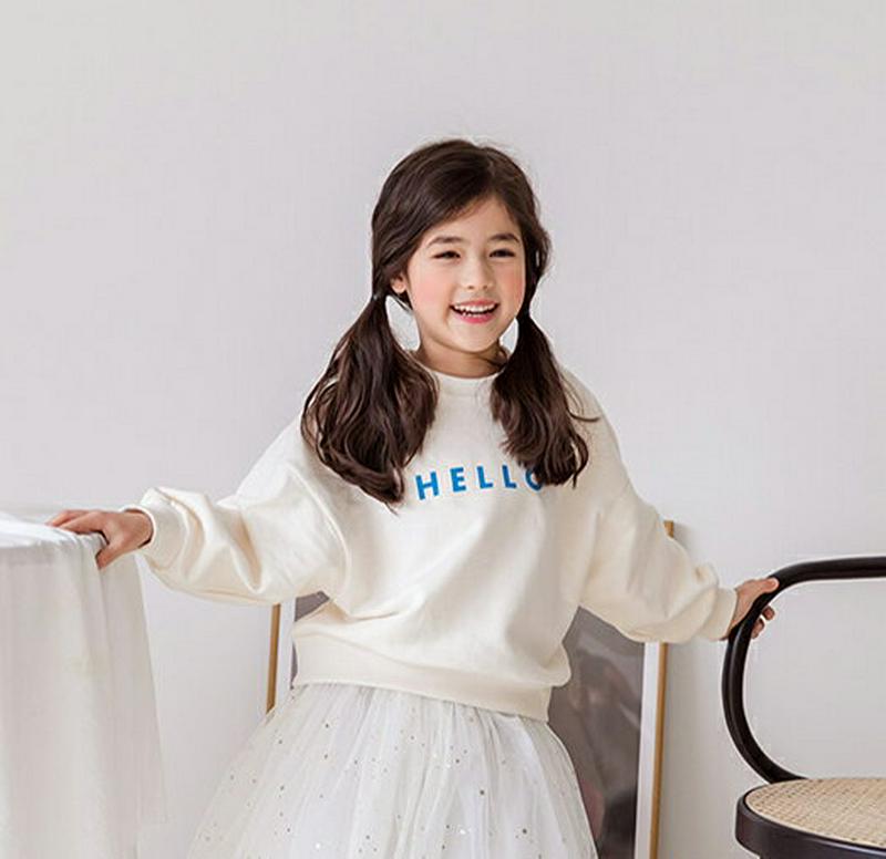 HELLOスウェット(junior)・p000187 キッズ【3~8才】【tops】【トップス Tシャツ Vネック 無地 長袖 女の子 男の子 ゆったり カジュアル キッズ 子供 こども 子供服 こども服】【KIDS】