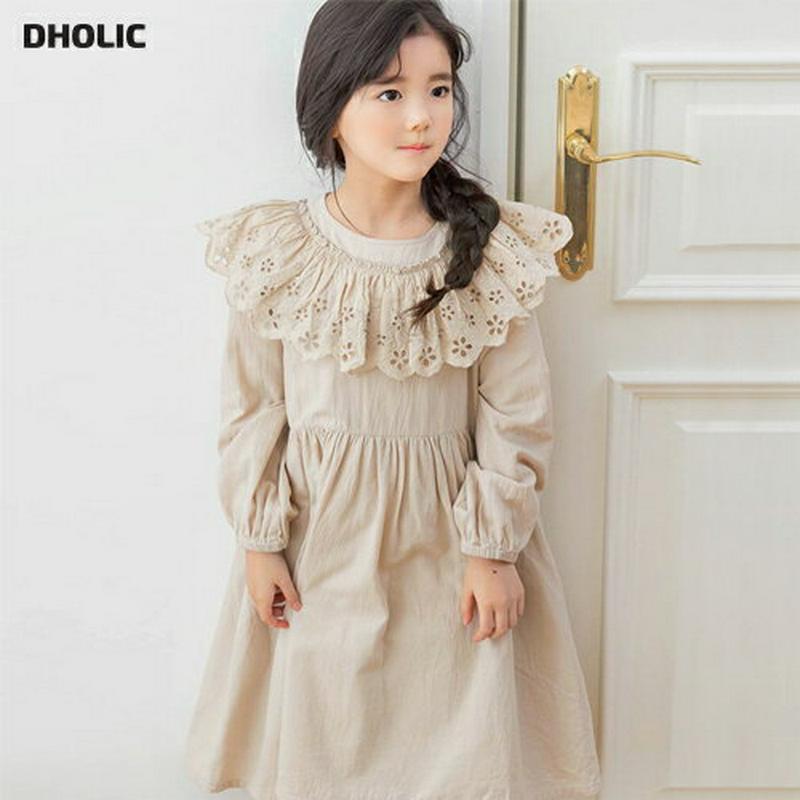 パンチングレースカラーワンピース・p000102 キッズ【3~8才】【ops】【ワンピース ロング ロングワンピース 長袖 レー