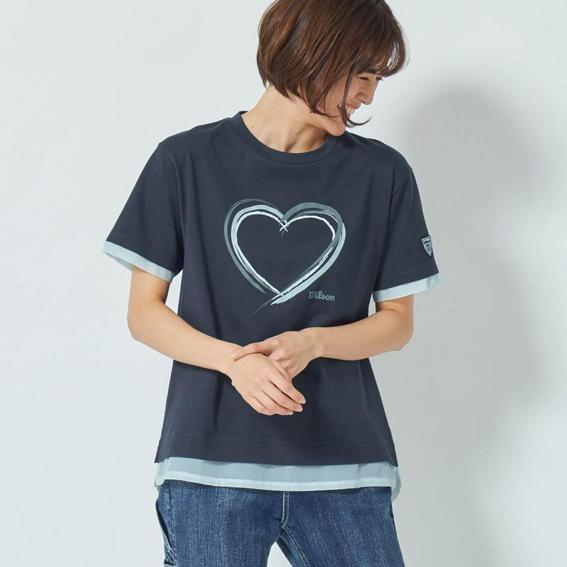 １枚でおしゃれ見せ！レイヤード風プリントＴシャツ【吸汗速乾】
