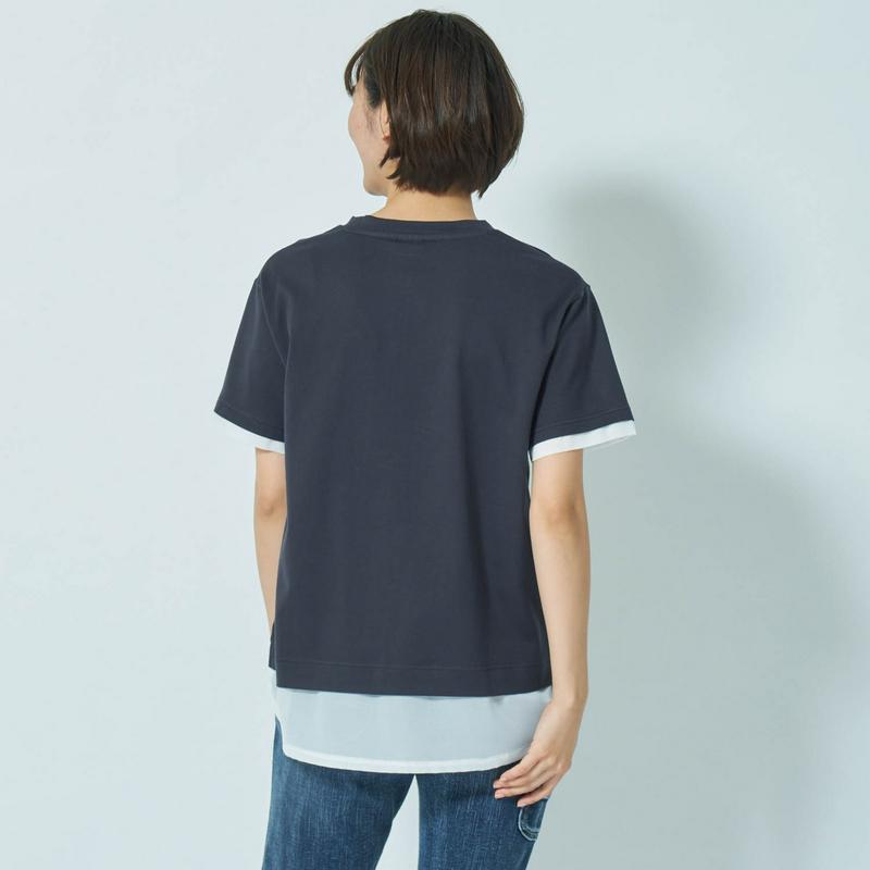 １枚でおしゃれ見せ！レイヤード風プリントＴシャツ【吸汗速乾】