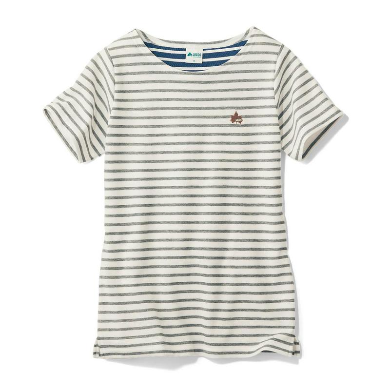 裏メッシュでさらさら！ダブルフェイスボーダー柄半袖Ｔシャツ【ＵＶケア】（ロゴス/LOGOS）