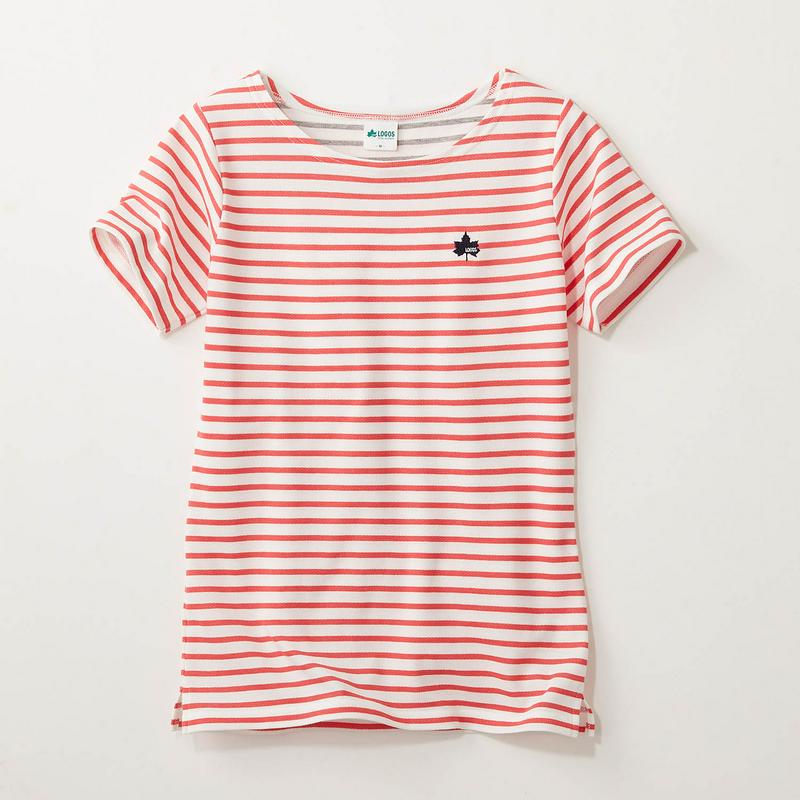 裏メッシュでさらさら！ダブルフェイスボーダー柄半袖Ｔシャツ【ＵＶケア】（ロゴス/LOGOS）