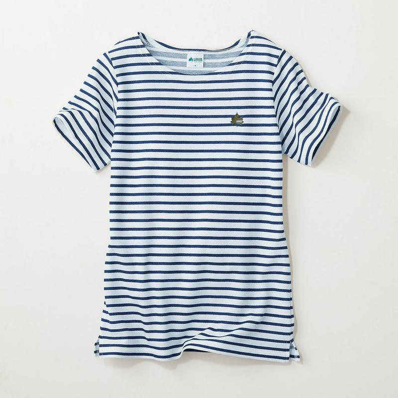 裏メッシュでさらさら！ダブルフェイスボーダー柄半袖Ｔシャツ【ＵＶケア】（ロゴス/LOGOS）