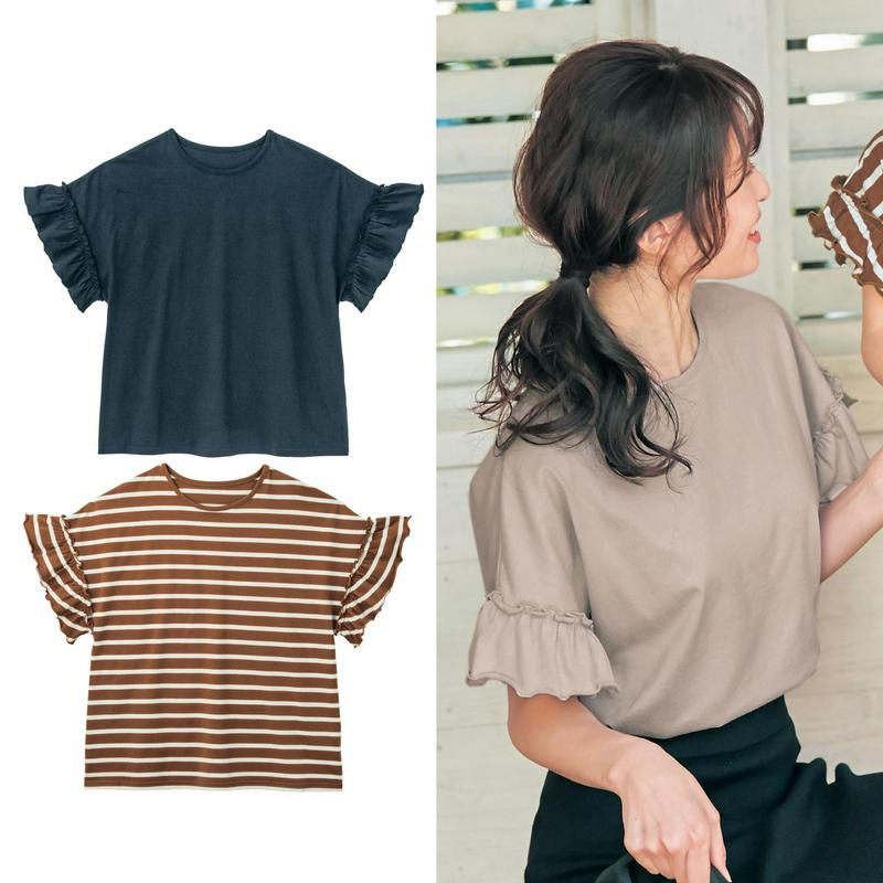 【レディース】袖フリルＴシャツ（ジータ／GITA basic）
