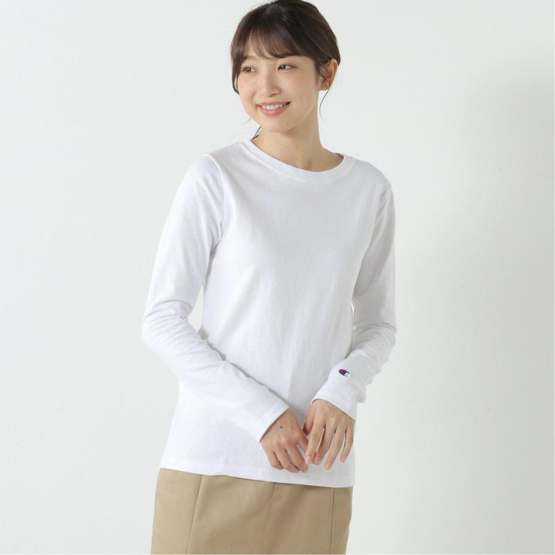 レディース　袖刺繍クルーネック長袖Ｔシャツ