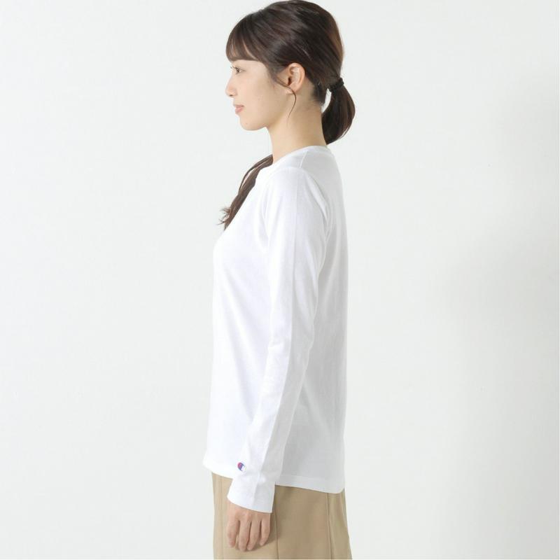 レディース　袖刺繍クルーネック長袖Ｔシャツ