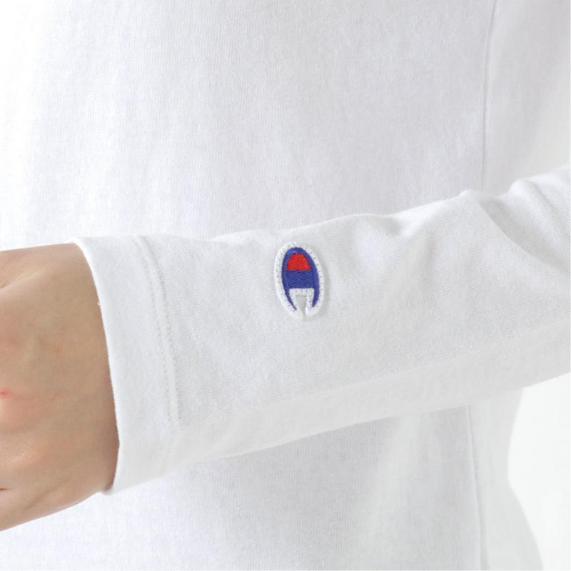 レディース　袖刺繍クルーネック長袖Ｔシャツ