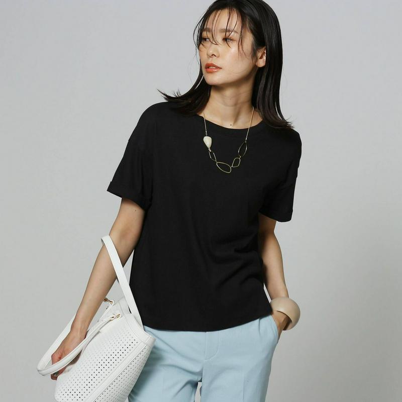遮熱ドロップショルダーコットン混Ｔシャツ