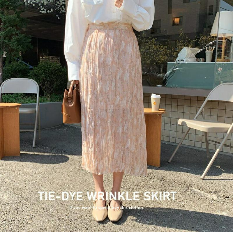 タイダイ柄リンクルスカート・全2色・b55190 レディース 【sk】【スカート ロング丈 ロング リンクル タイダイ カジュア