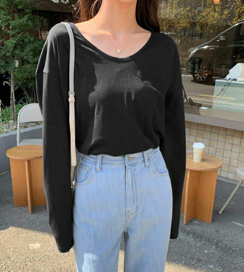 バックオープンTシャツ・全2色・t55174 レディース 【tops】【Tシャツ トップス 長袖 スリット カットアウト バック