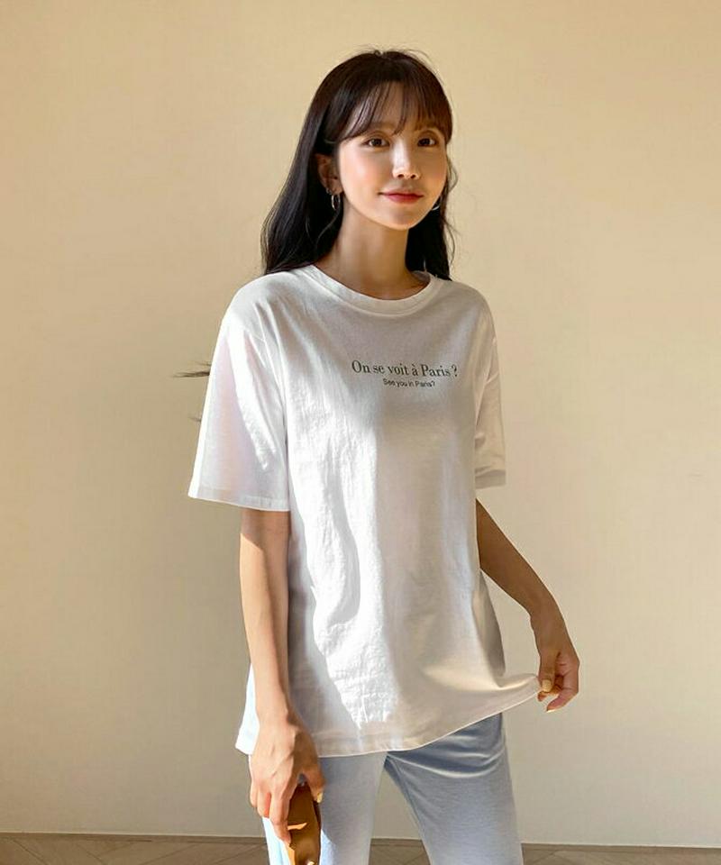 半袖レタリングTシャツ・全4色・t55171 レディース 【tops】【トップス Tシャツ レタリング 半袖 ゆったり カジュア
