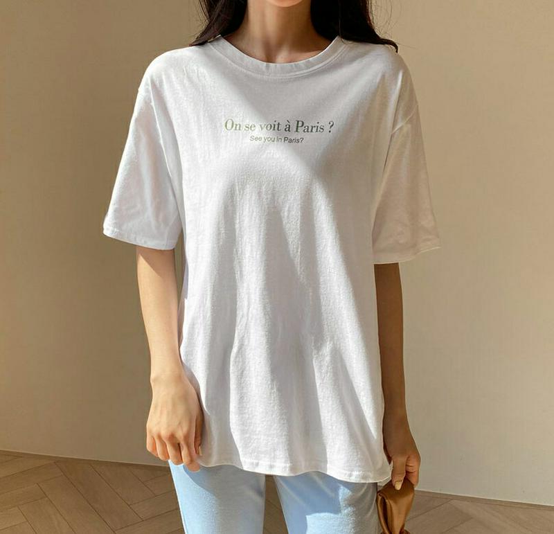 半袖レタリングTシャツ・全4色・t55171 レディース 【tops】【トップス Tシャツ レタリング 半袖 ゆったり カジュア