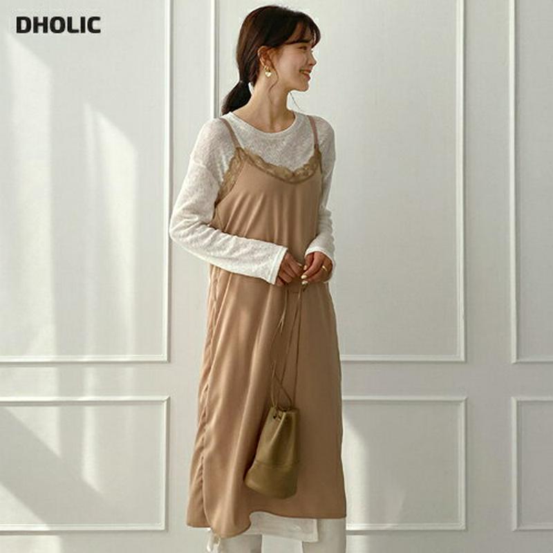 レースVネックキャミワンピース・全3色・t55182 レディース 【ops】【ワンピース ロング丈 ロング レース Vネック キ