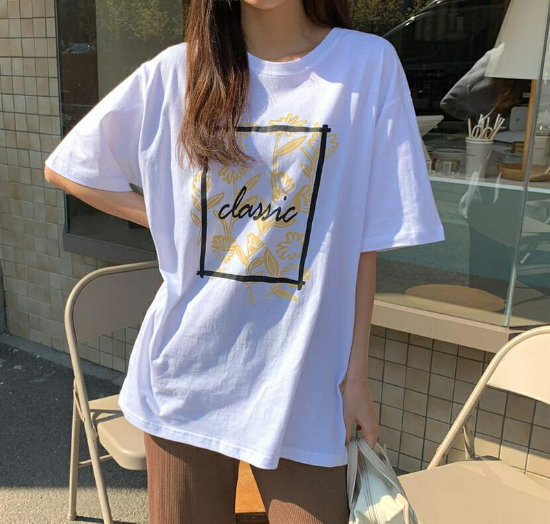 パターンレタリングTシャツ・全4色・b55172 レディース 【tops】【トップス Tシャツ 半袖 プリント レタリング カジ