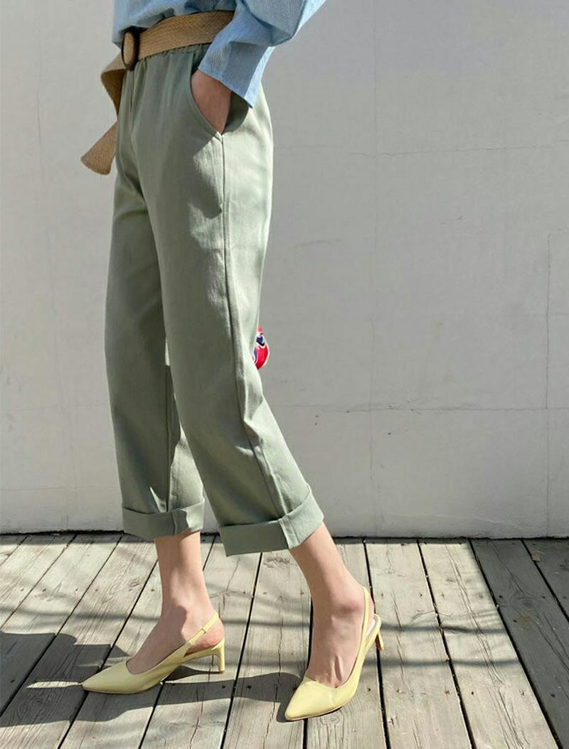 ウエストゴムストレートパンツ・全3色・t61557 レディース【pt】【パンツ ロングパンツ ズボン ボトムス ストレートパンツ