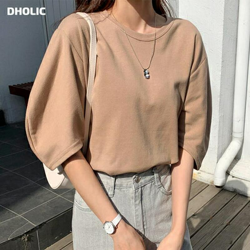 ハーフパフスリーブTシャツ・全3色・b55645 レディース 【tops】【トップス Tシャツ パフスリーブ 半袖 無地 カジュ