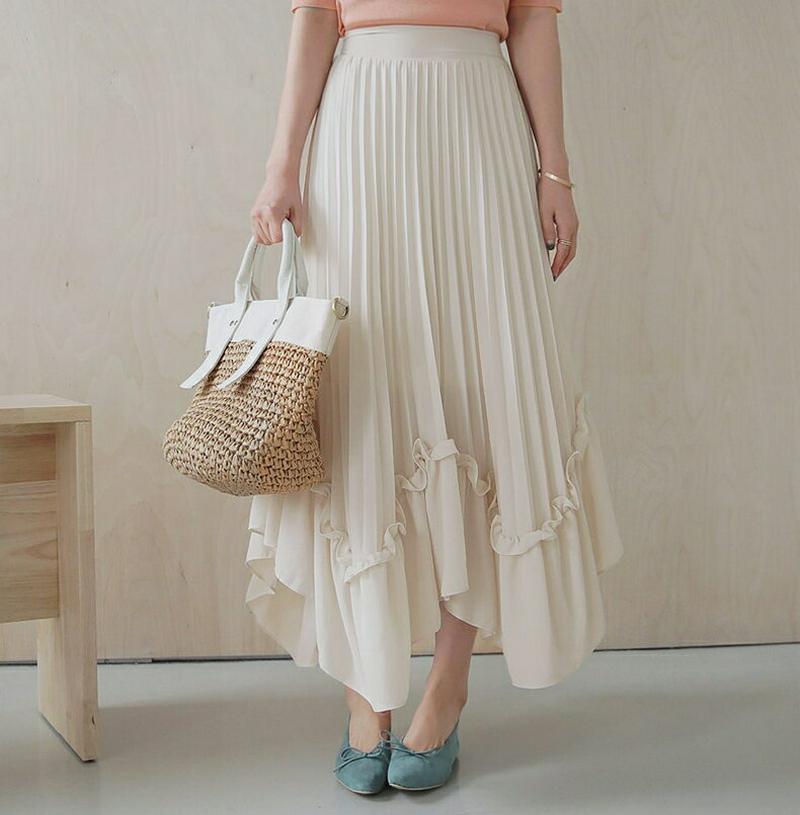 プリーツフリルスカート・全3色・b61411 レディース【sk】【スカート ロングスカート ロング プリーツ プリーツスカート 