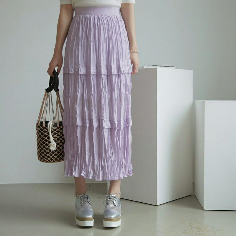 パステルリンクルスカート・全3色・b61418 レディース【sk】【スカート ロング ロングスカート リンクル リンクルスカート
