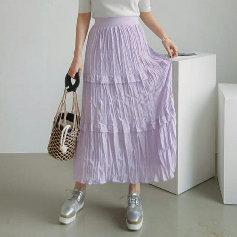 パステルリンクルスカート・全3色・b61418 レディース【sk】【スカート ロング ロングスカート リンクル リンクルスカート