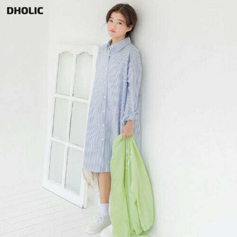 ストライプ柄シャツワンピース・p000392 キッズ【9~17才】【ops】【ワンピース シャツワンピース シャツ ロングシャツ