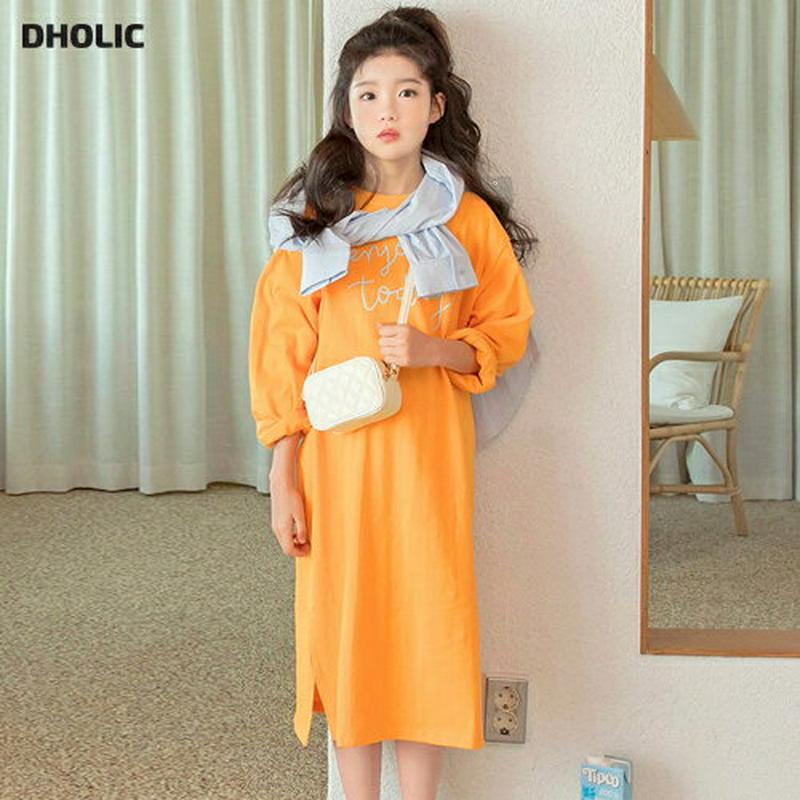 レタリングTシャツワンピース・p000246 キッズ【9~17才】【ops】【ワンピース ロング ロングワンピース 長袖 レタリ