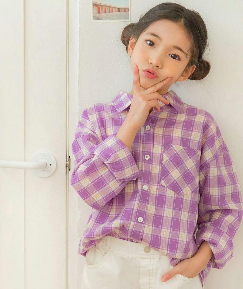 ワンポケットチェックシャツ・p000401 キッズ【9~17才】【bl】【トップス シャツ チェック柄 チェックシャツ チェック