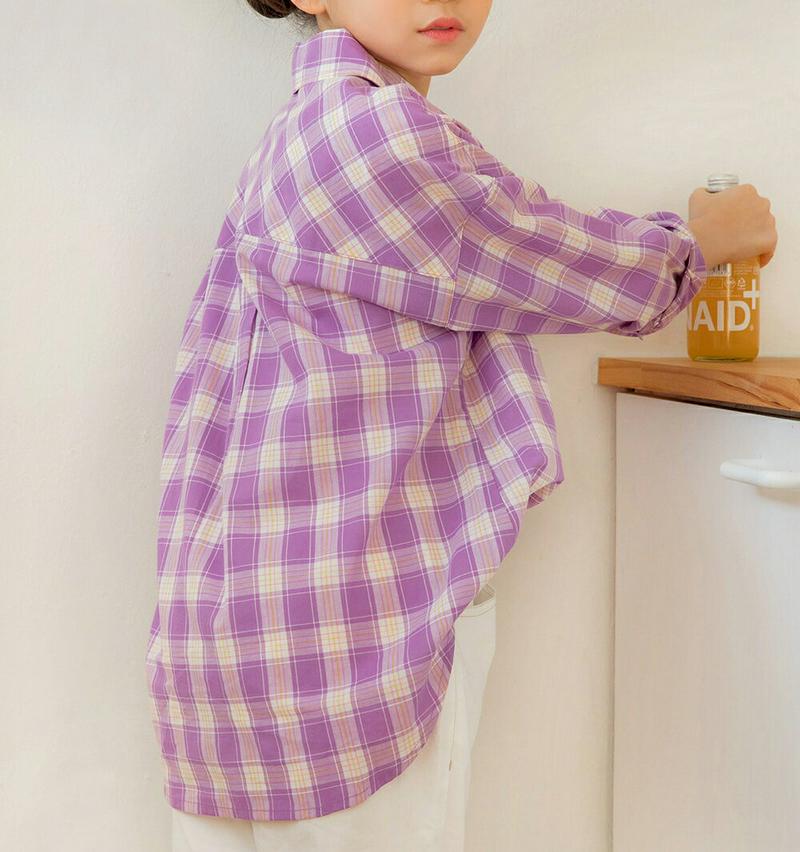 ワンポケットチェックシャツ・p000401 キッズ【9~17才】【bl】【トップス シャツ チェック柄 チェックシャツ チェック